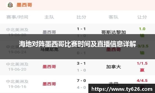 海地对阵墨西哥比赛时间及直播信息详解